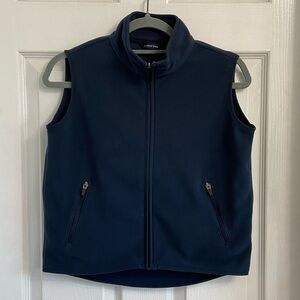 Lands’ End Women’s Full Zip Fleece Vest Size Medium (10/12) Navy Blue Cozy